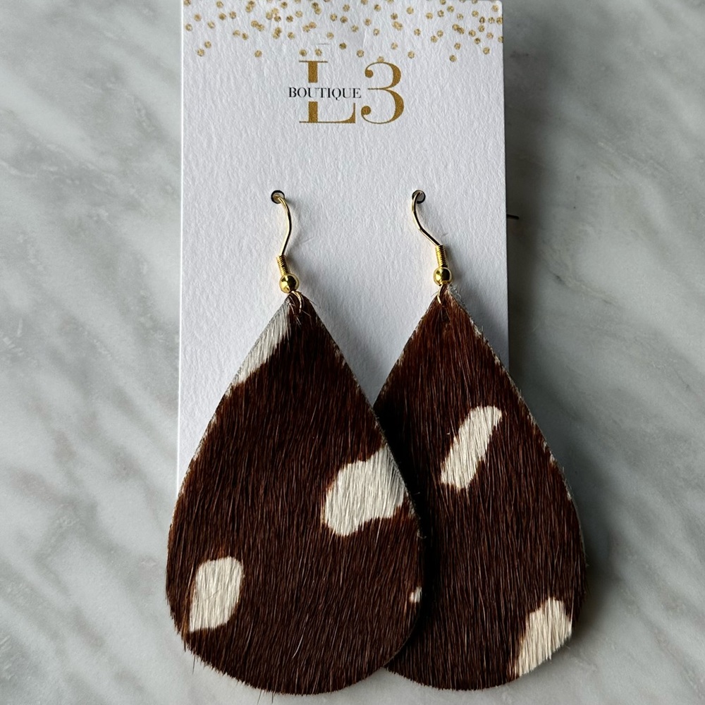 NWT Leather Teardrop Earrings